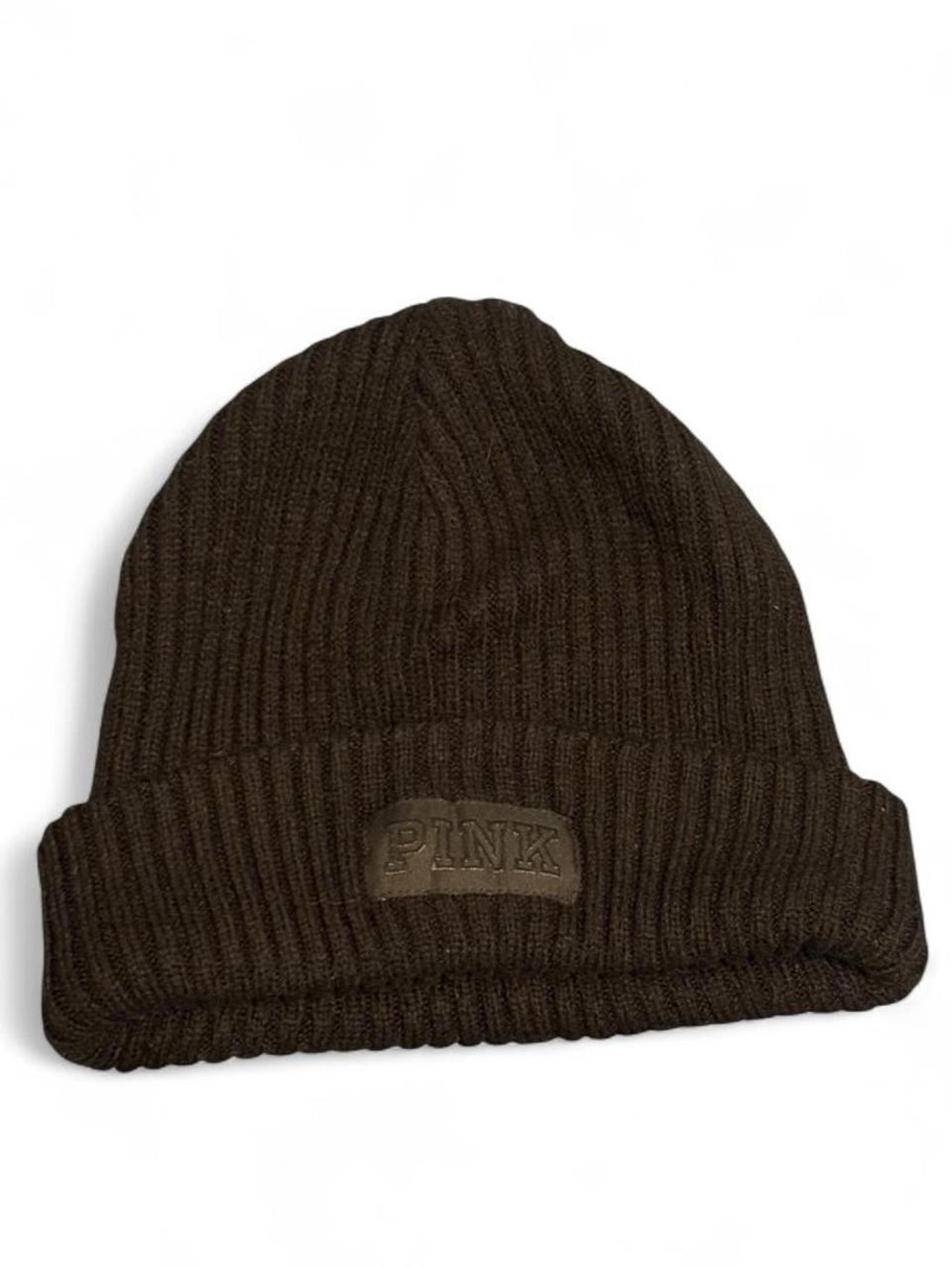 PINK Victoria's Secret Ribbed Knit Beanie - black